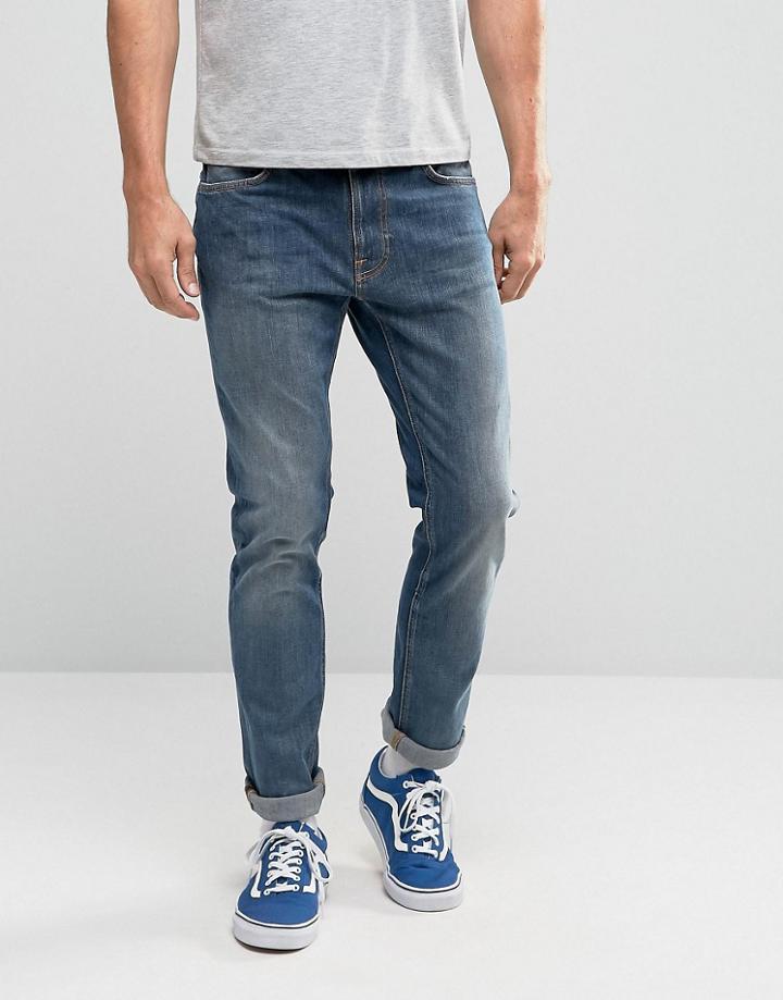 Nudie Lean Dean Slim Tapered Jeans Indigo Throb - Blue