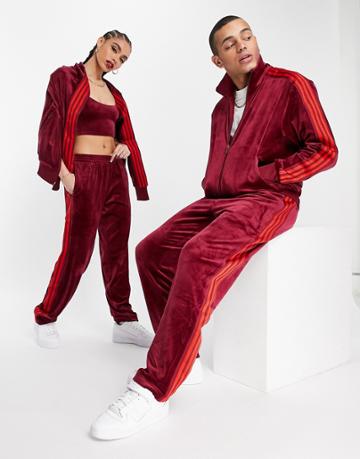 Adidas Originals X Ivy Park Velour Sweatpants In Cherry-red