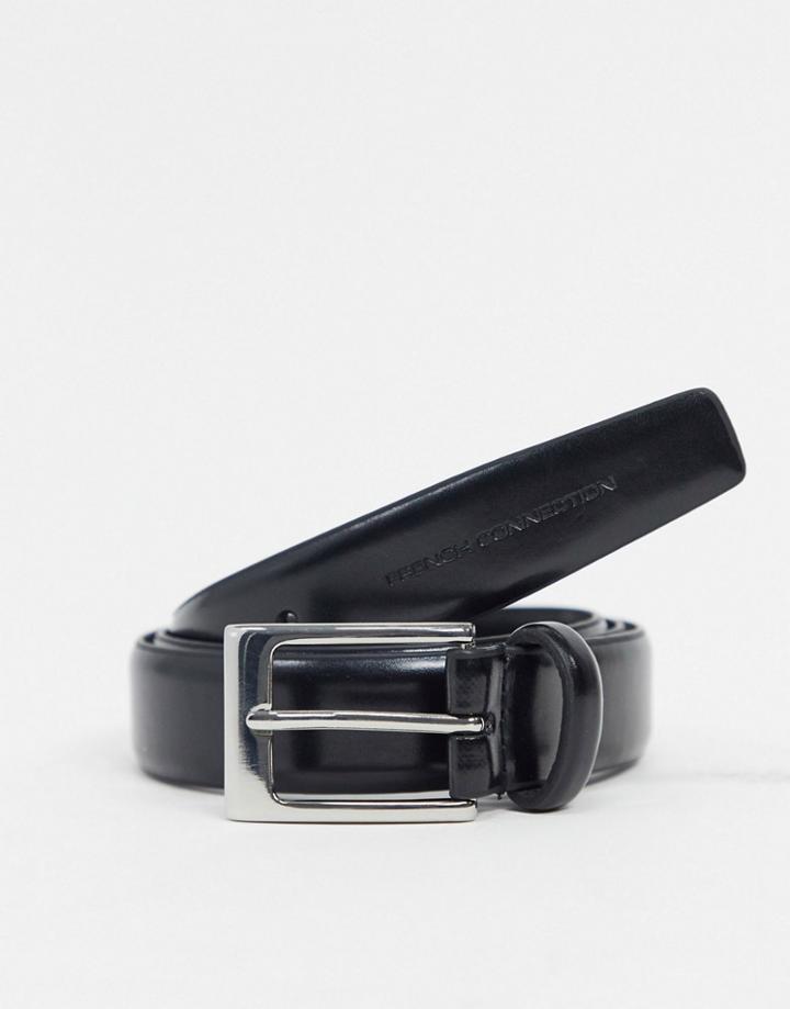 French Connection Classic Leather Belt In Black