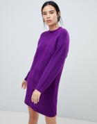 Asos Design Moving Rib Sweater Dress - Purple