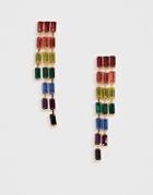 Asos Design Earrings With Rainbow Crystal Stones In Gold Tone - Gold