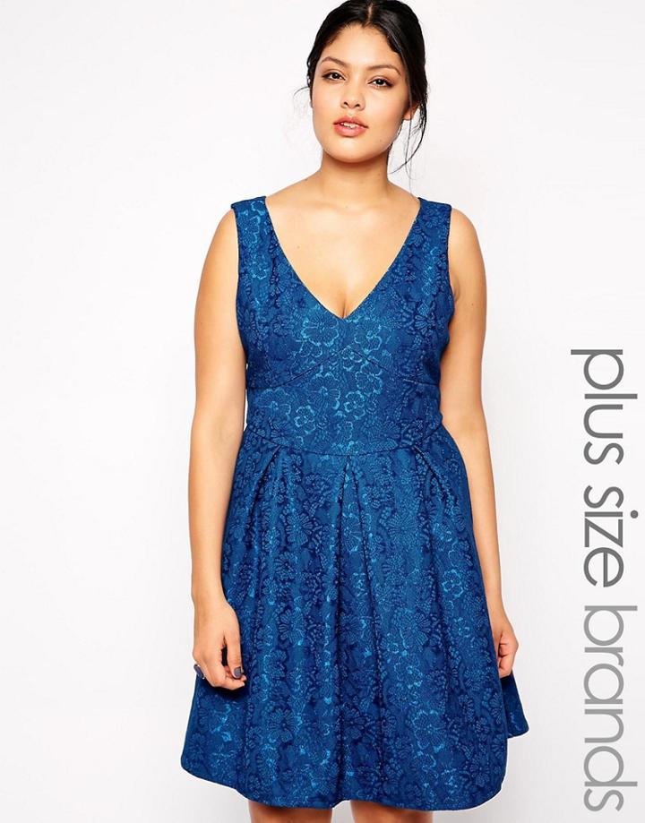 Truly You Floral Jacquard Plunge Prom Dress - Green