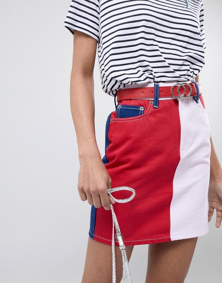 New Look Circle Detail Belt - Red