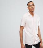 Asos Design Tall Regular Fit Viscose Shirt With Revere Collar In Pink - Pink