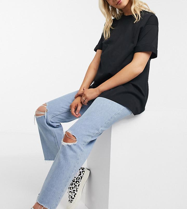 Asos Design Maternity Relaxed T-shirt With Roll Sleeve In Black