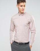 Asos Stretch Slim Shirt In Dusty Pink - Gray