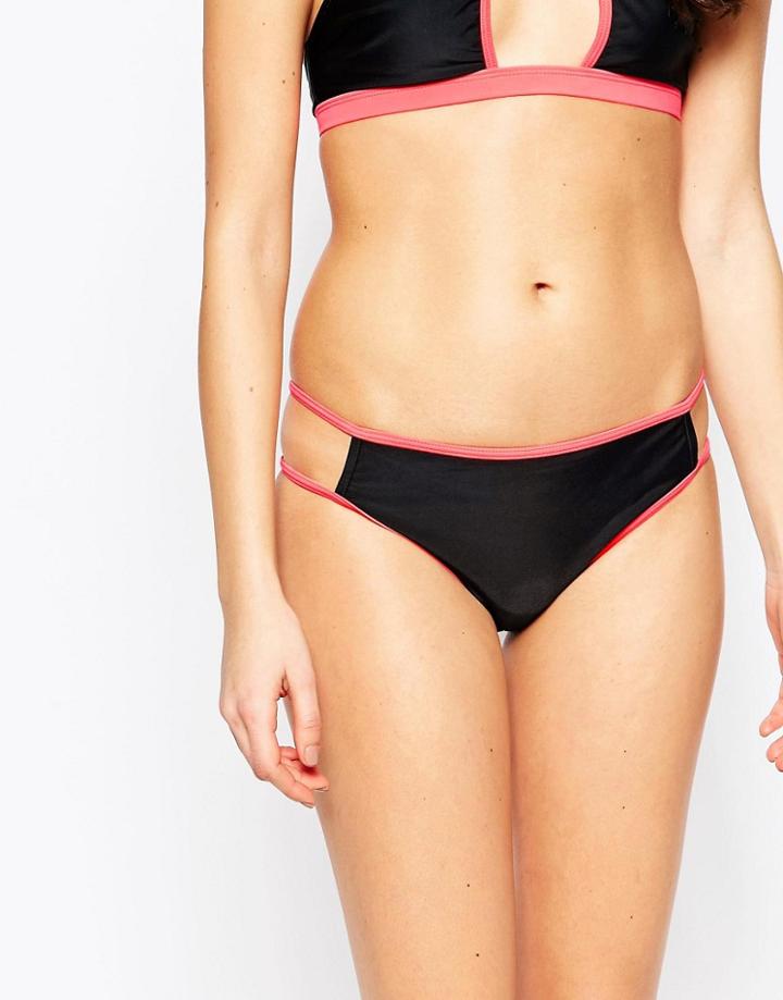 Oh My Love Cut Out Bikini Bottoms - Black Coral