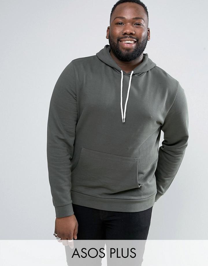 Asos Plus Hoodie In Khaki - Green