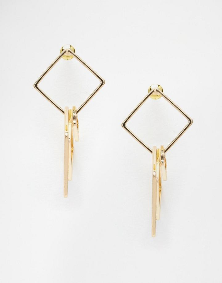Asos Open Squares Stud Earrings - Gold