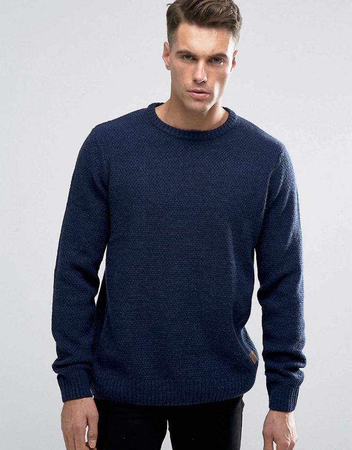 Threadbare Waffle Knit Sweater - Navy