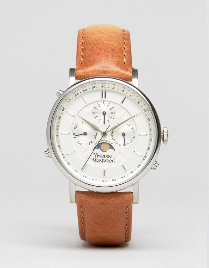 Vivienne Westwood Portland Leather Watch In Brown Vv164sltn - Tan