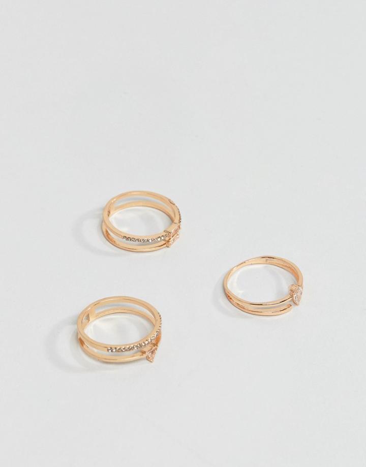Aldo Gold Stacking Rings With Glass Stones - Gold