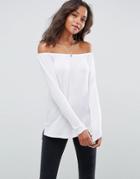 Asos Off Shoulder Top In Slouchy Fit - White