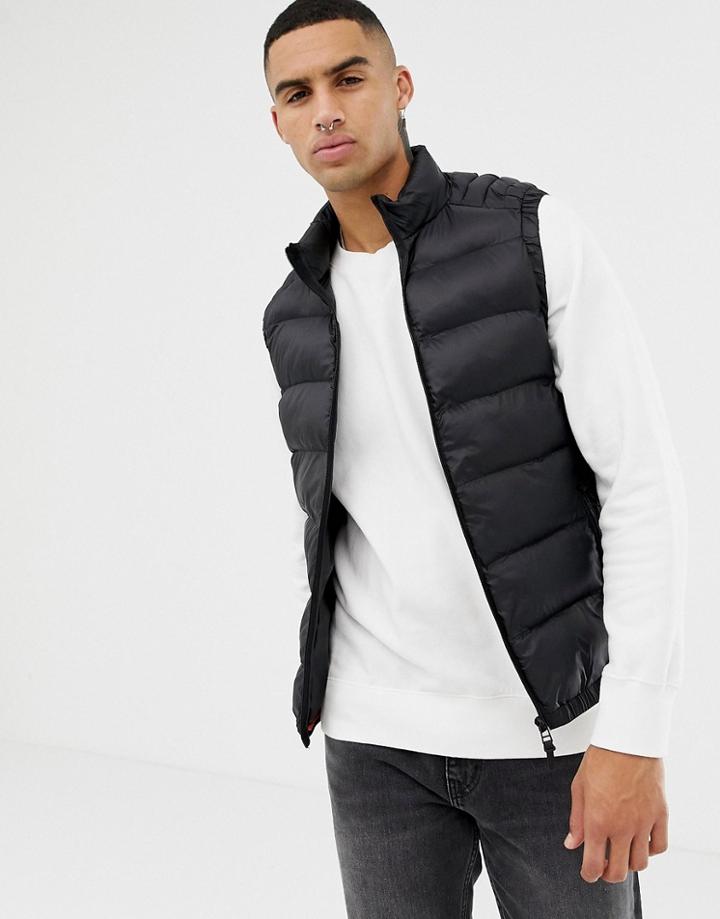 Bershka Padded Vest In Black - Black