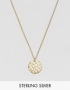 Asos Gold Plated Sterling Silver Hammered Coin Necklace - Gold