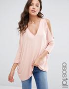 Asos Tall Oversized Cold Shoulder Super Soft Asymmetric Top - Blush Pink $30.00