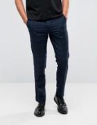 Burton Menswear Slim Smart Pants In Check - Navy