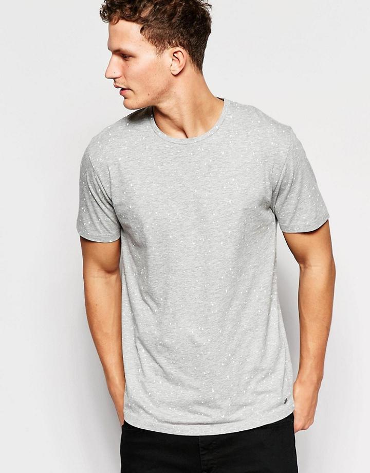 Only & Sons T-shirt With Paint Splash Print - Light Gray Marl