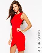 Asos Petite Asymmetric Sleeveless Body-conscious Dress - Red
