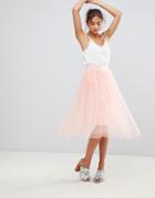 New Look Tulle Bead Midi Skirt - Pink