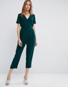 Asos Jumpsuit With Wrap And Self Tie - Green