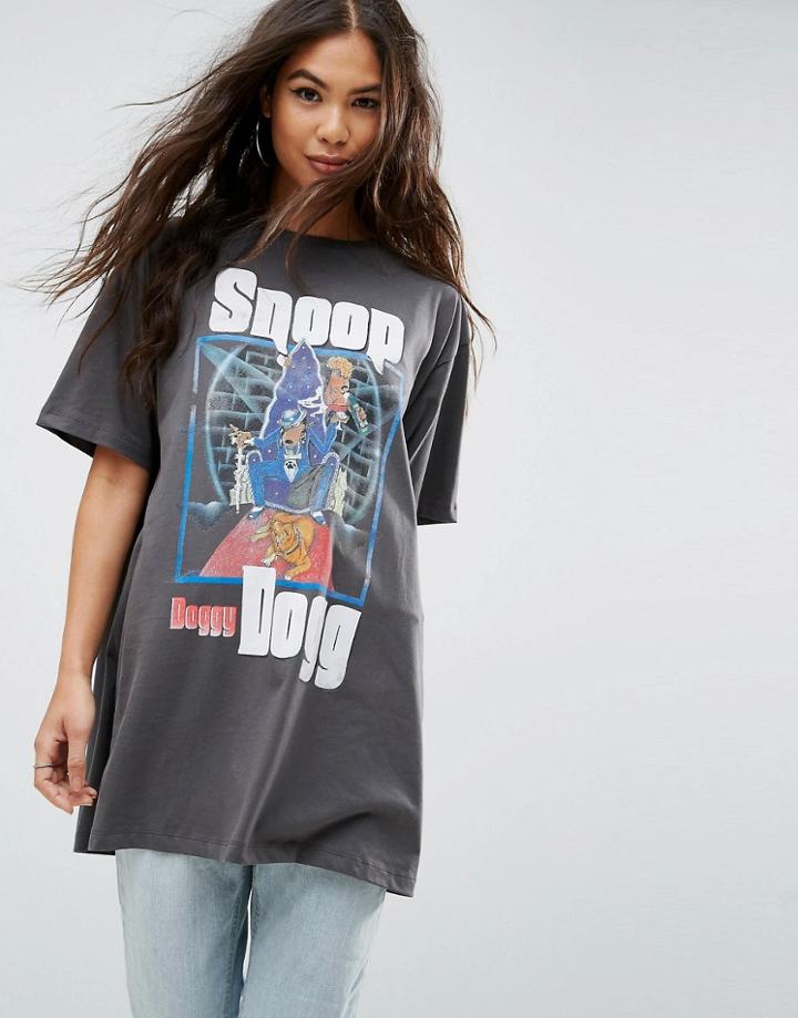 Asos Oversized T- Shirt With Snoop Dog Print - Gray