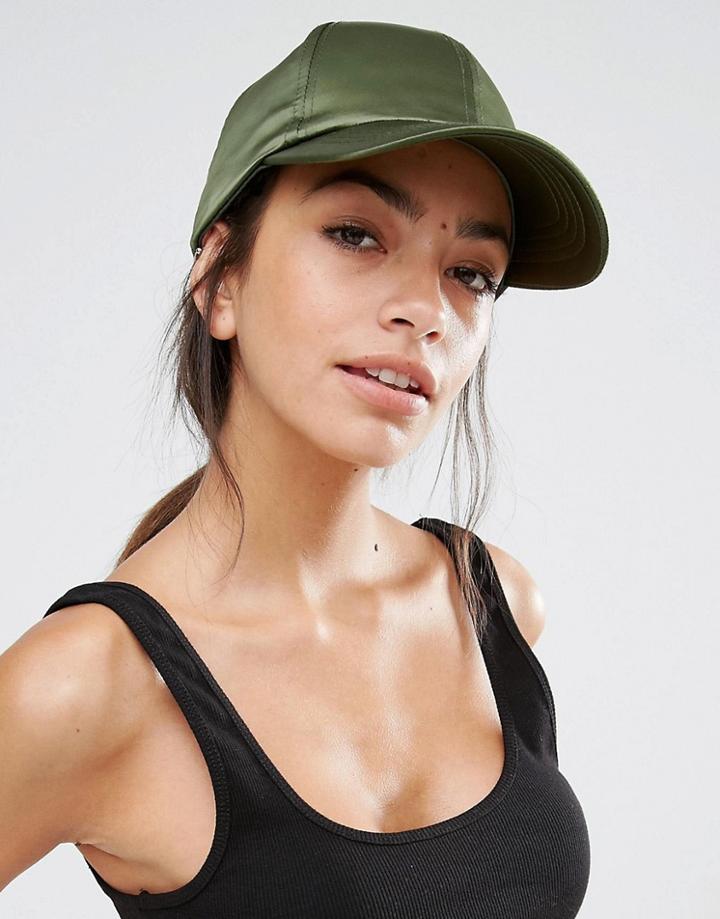 New Look Satin Cap - Green