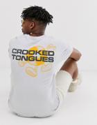 Crooked Tongues T-shirt In Gray With Front And Back Print