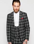 Asos Skinny Suit Jacket In Plaid Check - Gray