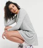 New Look Tall Drop Hem Sweatshirt Dress In Light Gray-grey