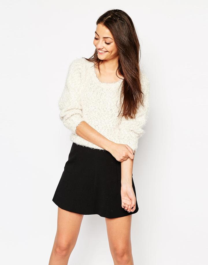 Vila Fluffy Knit Top - White
