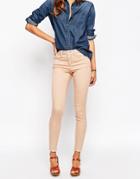 Asos 'sculpt Me' Premium Jean In Salmon Pink Wash - Salmon Pink