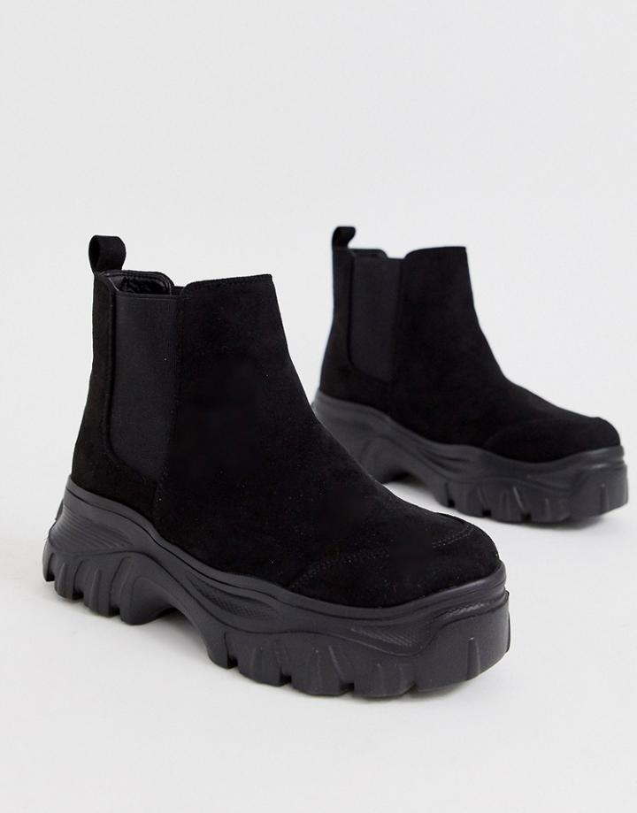 Truffle Collection Chunky Sole Chelsea Boots In Black