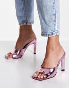 Asos Design Nino Heeled Mules In Pink Metallic