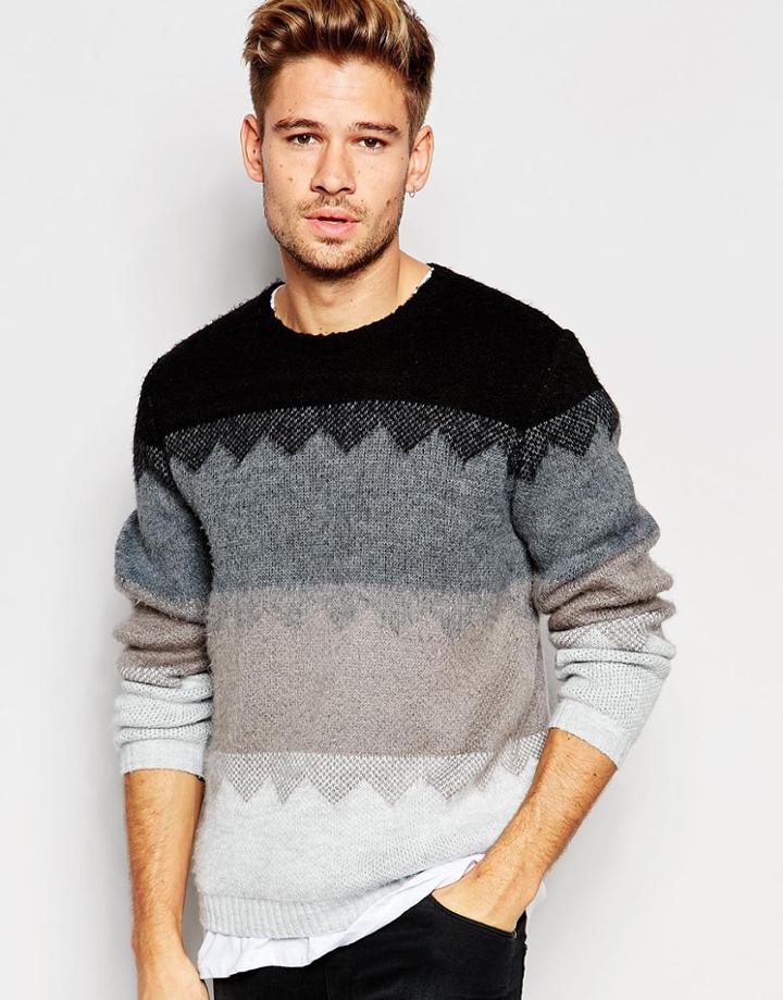 Asos Sweater With Brushed Zig Zag Design