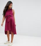 Asos Maternity Nursing Knot Front Dress In Broderie Anglaise - Red