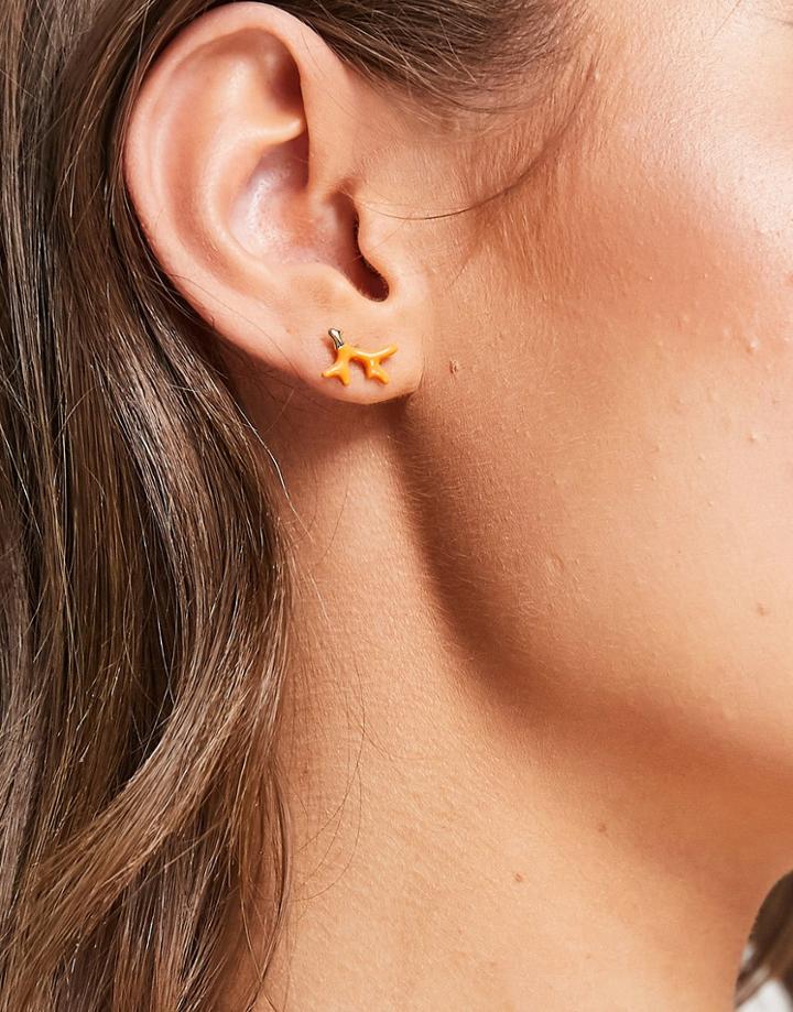 & Other Stories Coral Stud Earrings In Bright Orange And Gold