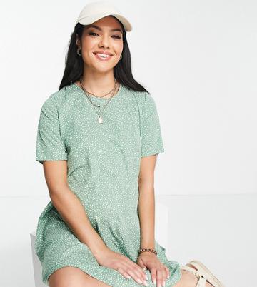 Glamorous Bloom Short Sleeve Shift Dress In Green Ditsy