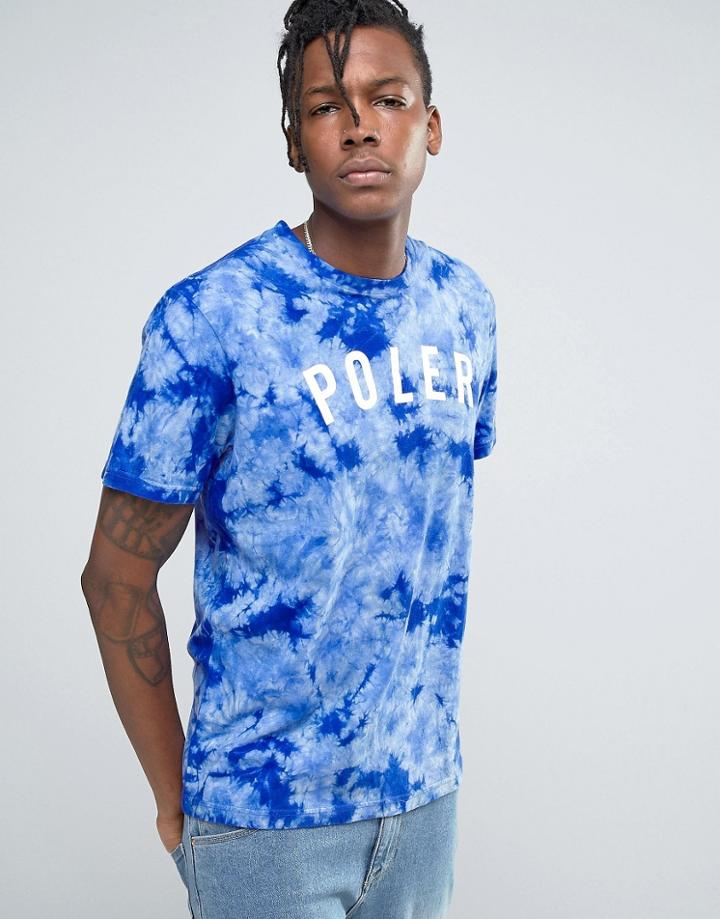 Poler T-shirt In Tie Dye With Logo - Blue