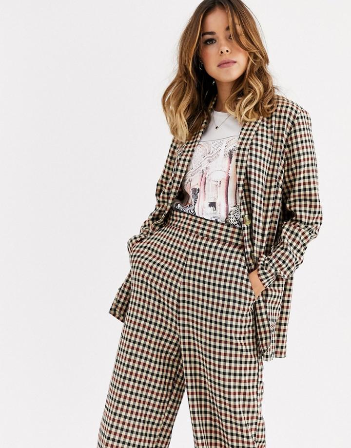 Nobody's Child Tailored Blazer With Pocket Detail In Check-multi