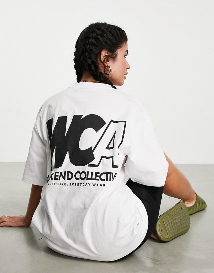 Asos Weekend Collective Oversized T-shirt With Large Back Logo In White