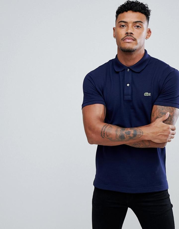 Lacoste Slim Fit Pique Polo In Navy