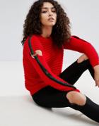 Asos Sweater In Rib With D-ring Stripe Sleeve Detail - Red