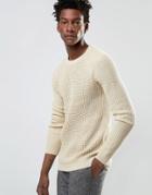Selected Crew Neck Knitted Sweater - White