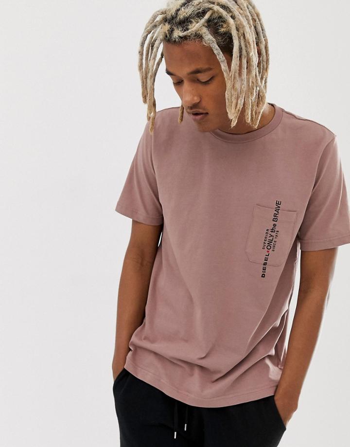 Diesel T-just-pocket T-shirt In Dusty Pink