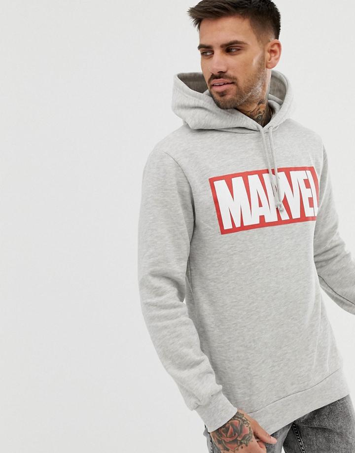 Pull & Bear Marvel Hoodie In Gray - Gray