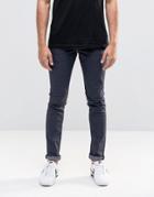 !solid Blue Black Skinny Fit Jeans With Stretch - Blue