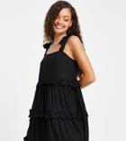 New Look Petite Tiered Frill Mini Dress In Black