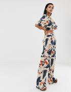 Prettylittlething Wide Leg Beach Pants Two-piece In Floral - Multi