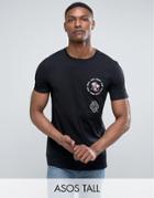 Asos Tall Relaxed T-shirt With Chest Embroidery - Black